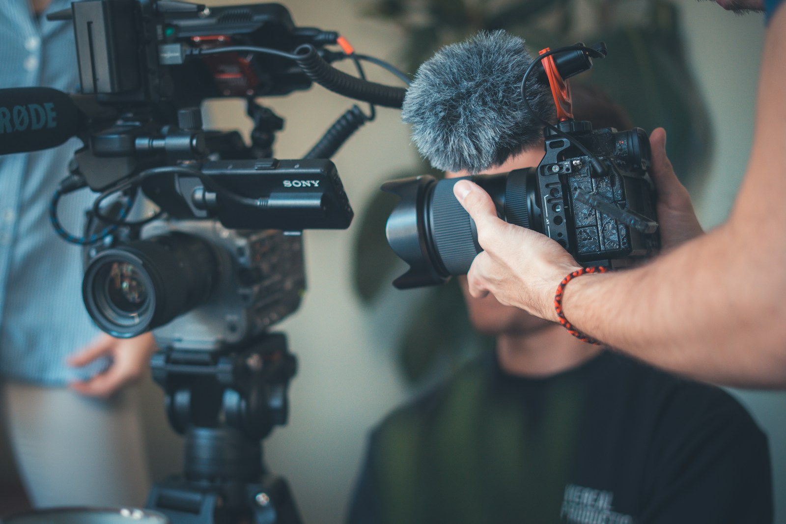 Professional video cameras used for marketing content production