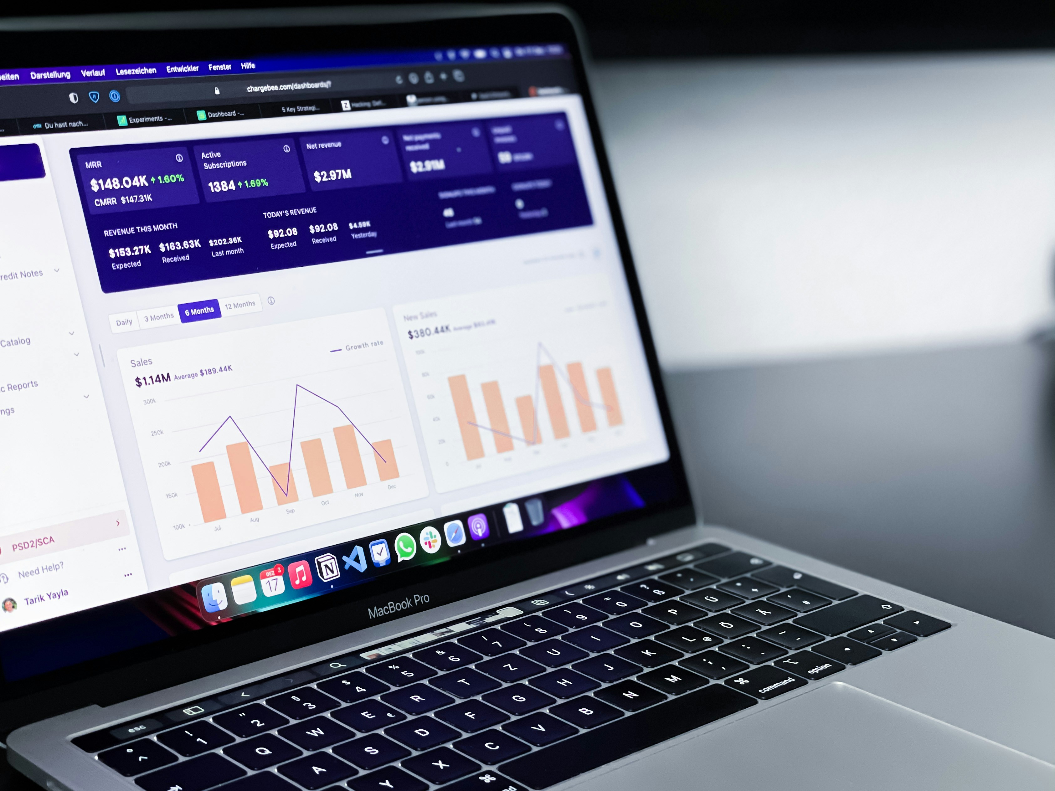 Marketing analytics dashboard on a laptop